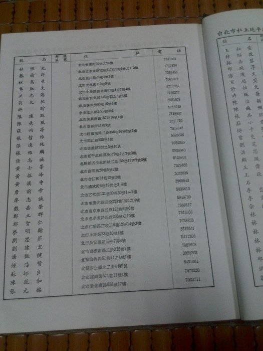 不二書店  延平中學第廿六屆通訊錄 精裝本