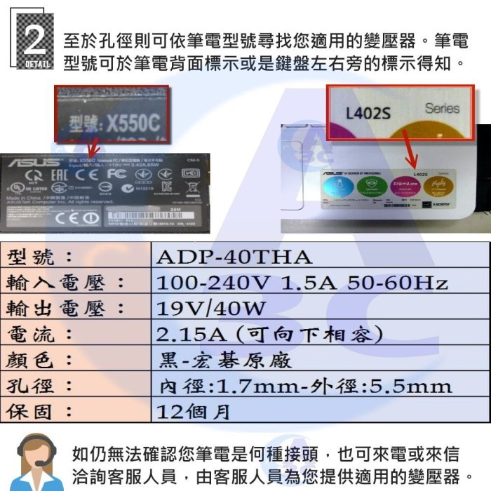 ACER變壓器-宏碁40W, LT21, N55D, PA-1300-04, TM8172