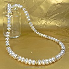 珍珠林~白色玉米粒珍珠項鍊~7.8MM純正天然淡水珍珠(就是沙沙的那種)#018