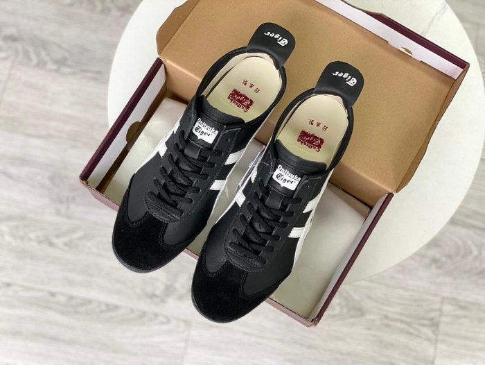 【實拍】日本製 ASICS Onitsuka Tiger 鬼塚虎 MEXICO 66 DELUXE 黑白 羊皮 復古鞋 休閒鞋