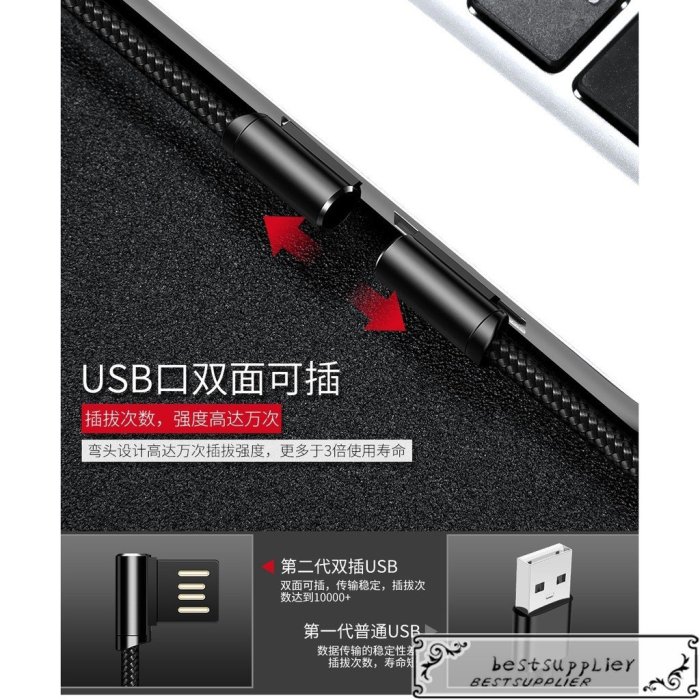 99適用於 安卓 蘋果 快充線 彎頭 Micro type-C 充電線 沖電線 2.4A 三星 OPPO iphon-現貨上新912