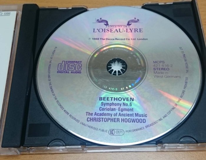 二手CD BEETHOVEN SYMPHONY NO.6 CHRISTOPHER HOGWOOD 天堂鳥