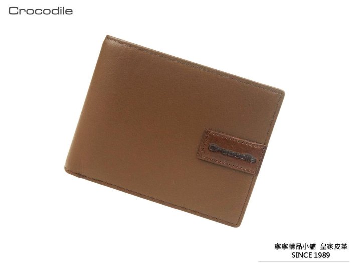 【寧寧精品*台中30年精品皮件店】Crocodile 鱷魚 全真皮附十卡2透明卡片層超薄短夾 復古棕咖啡色 8074-2