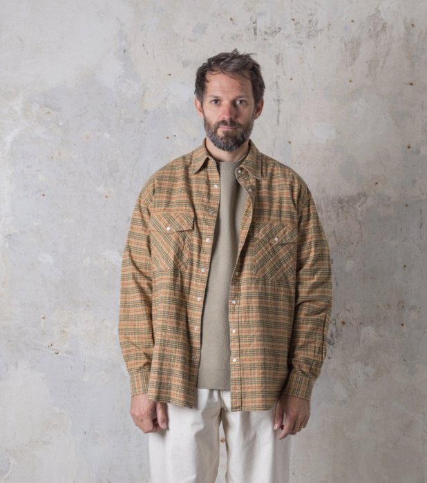 少穿近全新21AW Auralee SILK COTTON BRUSHED FLANNEL SHIRTS OC 4號