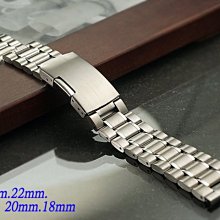 【時間探索】全新 不鏽鋼實心單邊按壓摺疊扣-三板金屬錶帶 (24mm.22mm.20mm.18mm )