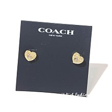就愛精品店❤️   COACH 金色C 字樣水鑽裝飾愛心型耳針式耳環 #190209