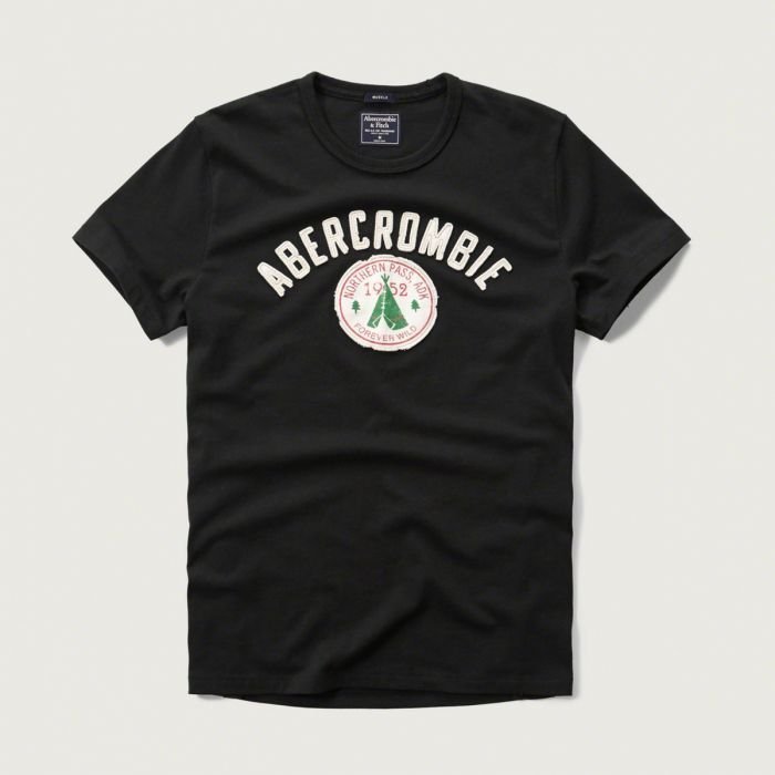 美國百分百【Abercrombie & Fitch】T恤 AF 短袖 T-shirt 麋鹿 logo M 深藍 G611