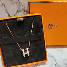 《真愛名牌精品》Hermes POP H  粉色 + 玫瑰金(鍊) 項鍊 **9成新**64639