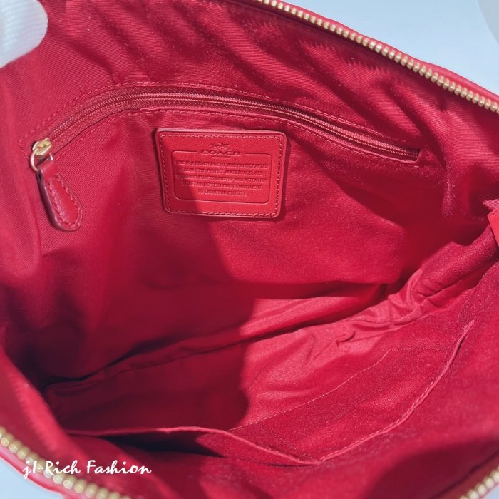 就愛精品店❤️ COACH 專櫃款 紅色馬車款皺褶皮革斜背/側肩兩用包-附提袋 #37081