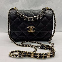 CHANEL 新款 荔枝皮 金鍊帶包 黑