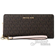 【茱麗葉精品】全新精品 MICHAEL KORS 專櫃商品 Jet Set Travel 印花拉鍊長夾.深咖/淺粉 現貨