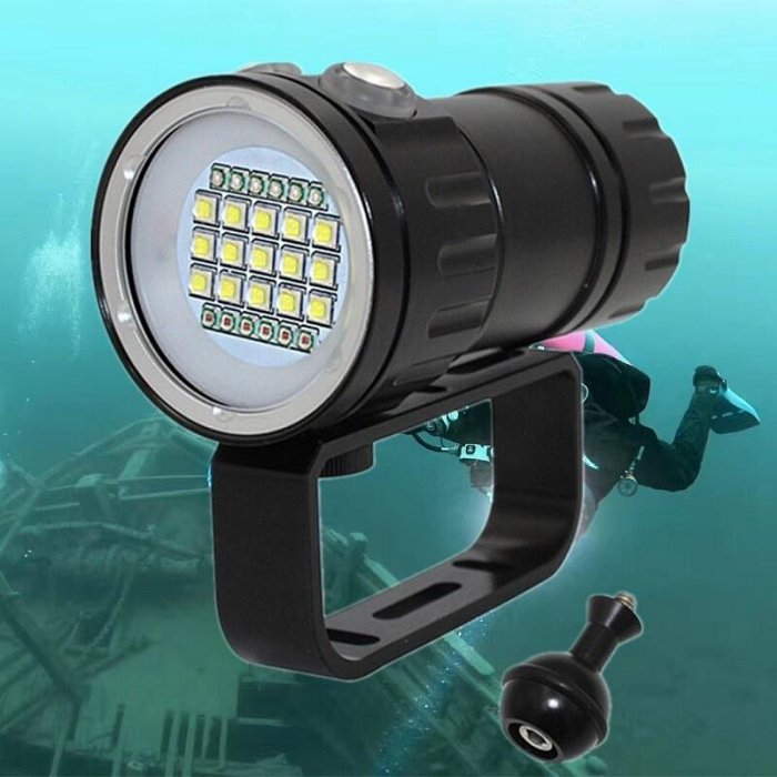 27LED防水補光燈5L2白光6xpe紅光藍光功率可潛水補光攝影照明備用潛水手電筒潛水燈