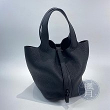 HERMES 愛馬仕 U刻 SO BLACK PICOTIN18 手提包 菜籃子 精品包 水桶包 極致黑