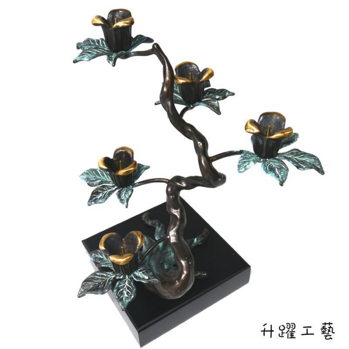 SY【升躍工藝】#221花樹燭台 工藝品、藝術品、禮品、辦公室擺件、居家自由擺設、大廳擺飾、收藏、青銅、銅雕、招財、避邪