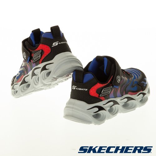 【鞋印良品】SKECHERS 男中大童運動鞋 THERMO-FLASH 炫彩燈鞋 有開關 400106LBKRB 黑藍紅