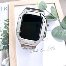 預購款！適用APPLE WATCH 皇家橡樹風格錶帶 7代 iwatchcase 45mm錶徑安裝 銀色鋼帶款