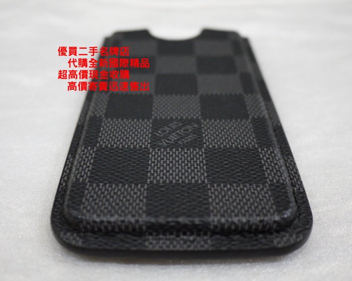 優買二手精品名牌店 LV N63184 黑色棋盤格紋 手機 iPhone 5 證件識別證名片悠遊卡夾套 全新二