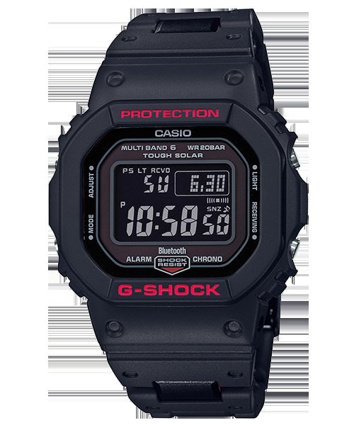 【金台鐘錶】CASIO卡西歐G-SHOCK 藍牙連線功能 世界六局標準電波 太陽能 GW-B5600HR-1