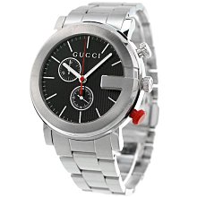 GUCCI YA101361 古馳 手錶 44mm 黑面盤 不鏽鋼錶帶 男錶
