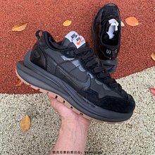 Sacai x Nike Vaporwaffle 全黑 武士 華夫 生膠 解構 耐磨 慢跑鞋 DD1875-001 情侶