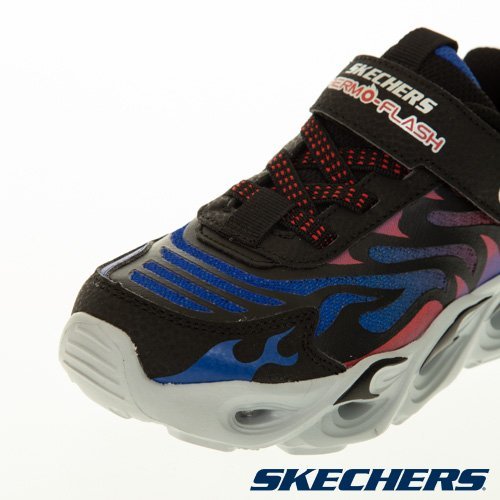 【鞋印良品】SKECHERS 男中大童運動鞋 THERMO-FLASH 炫彩燈鞋 有開關 400106LBKRB 黑藍紅