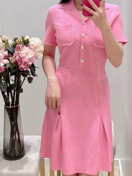 免運#MAJE KURO 2023夏季法式小眾氣質甜美 短袖短裙連衣裙
