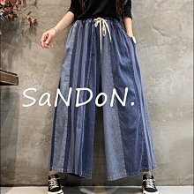 SaNDoN x夏季新品!! 軟牛仔涼爽的拼接寬褲 230403