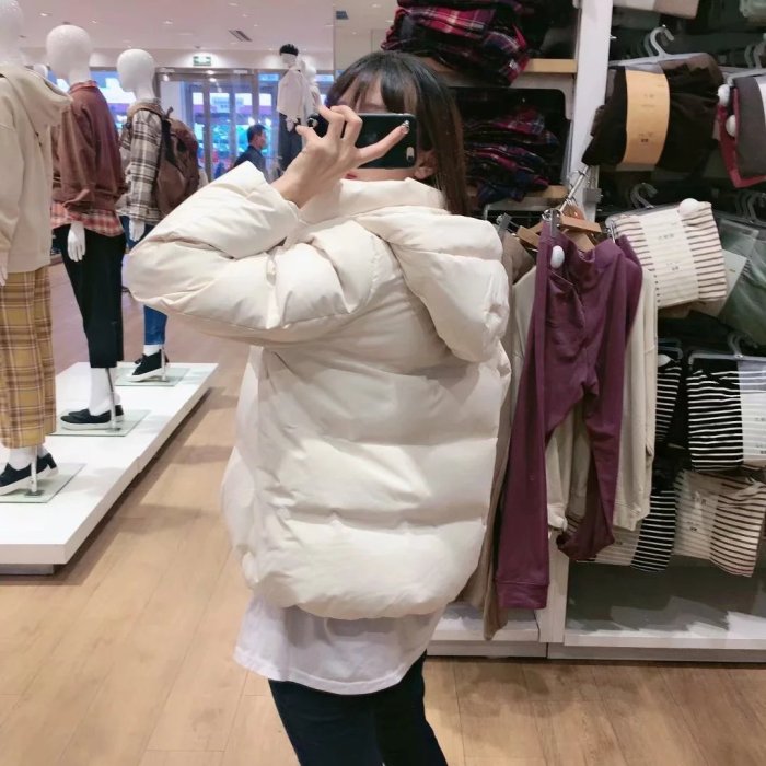 BEFE時尚精品*日系 冬新品高級輕型 無縫羽絨（90％）外套寬鬆連帽保暖