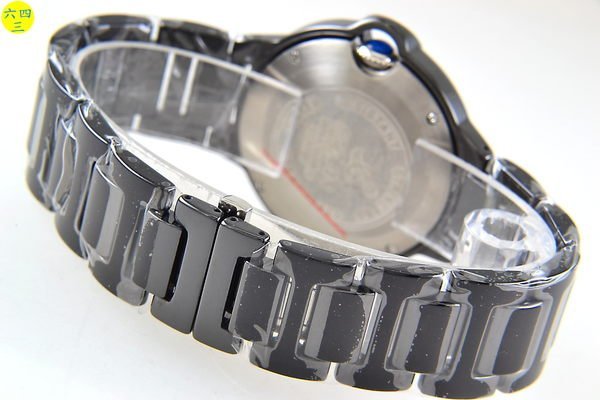 (六四三精品)SMARS(真品)全黑色陶瓷錶殼及錶帶.外框有爪鑲晶鑽.波紋錶面精準錶!