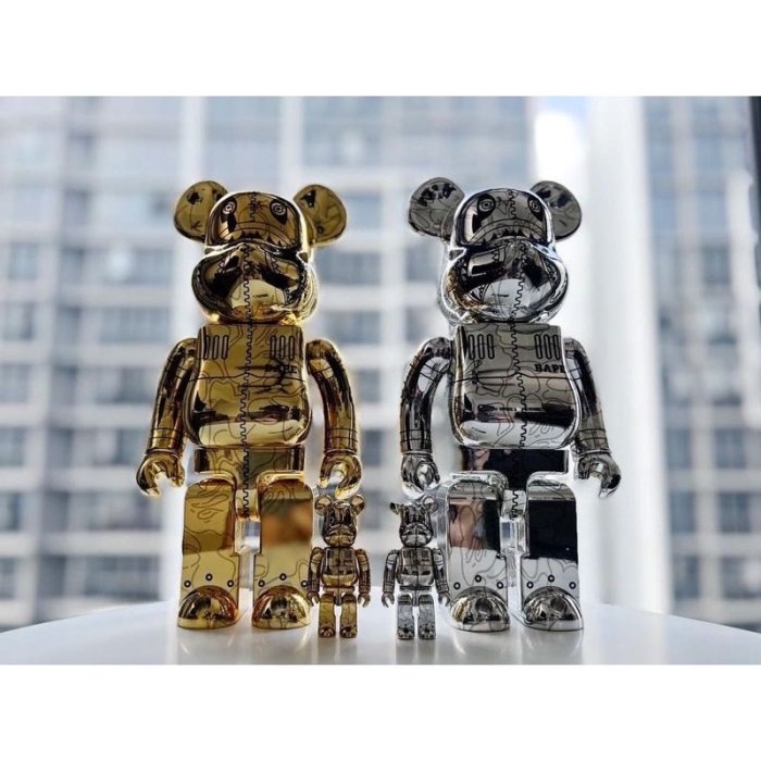 BAPE HAJIME SORAYAMA SHARK BE@RBRICK 100% & 400% SET 空山基金銀 