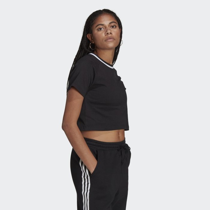 【豬豬老闆】ADIDAS ORIGINALS PRIDE 黑白 短T 短版 學院風 休閒 運動 女款 H20253