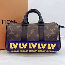 A9930 LV限量款原花黑手提黃紫色膠底keepall XS/M45788(遠麗精品 台北店)