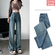 【V3727】SMILE-隨性帥氣．高腰顯瘦復古寬鬆垂感直筒牛仔褲
