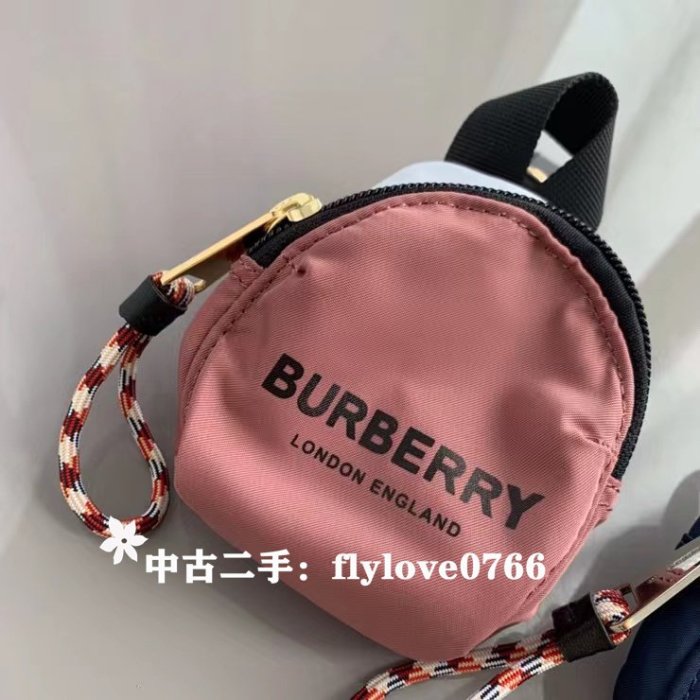 中古二手 BURBERRY 博柏利 粉色小書包/零錢包掛飾/吊飾