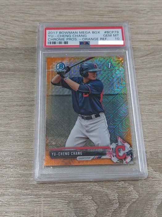 2017 Bowman Chrome 張育成 YU CHENG 1st RC 球卡 1張 橘亮 限量1/25 PSA10