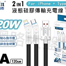 #網路大盤大# 2合1液態硅膠 傳輸充電線 120W快充 iPhone Type-C 鋅合金接口 指示燈 CX-L09