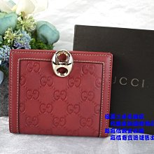 ☆優買二手名牌店☆ GUCCI GG 159917 金釦 豬鼻 棗紅 紅 零錢袋 短夾 中夾 夾 皮夾 女夾 全新