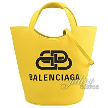 【茱麗葉精品】全新精品 BALENCIAGA 巴黎世家 599332 Wave BB 印花帆布兩用水桶包.黃 大款 預購