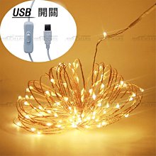 【10米USB電源插頭帶開關】LED10米100燈 防水裝飾銅線燈 暖白光 聖誕/居家/婚宴佈置 ☆司麥歐LED精品照明