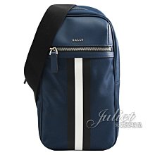 【茱麗葉精品】【全新商品】BALLY 專櫃商品 6304459 TERREL金屬LOGO帆布單肩後背/胸口包.藍 現貨