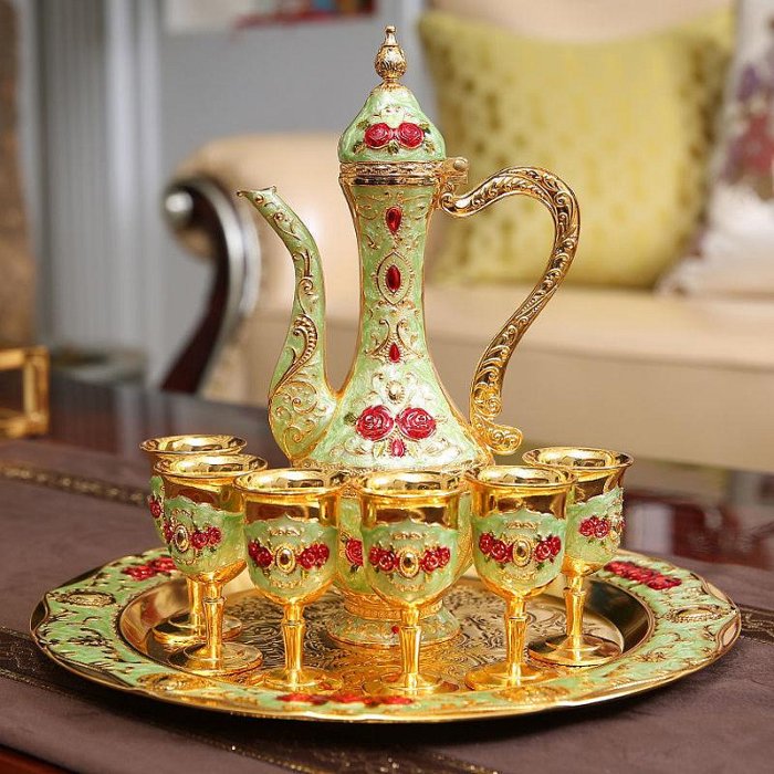 酒杯薩巴依俄羅斯創意白酒醒酒器烈酒杯客廳家用郁金香酒具套裝仿古宮