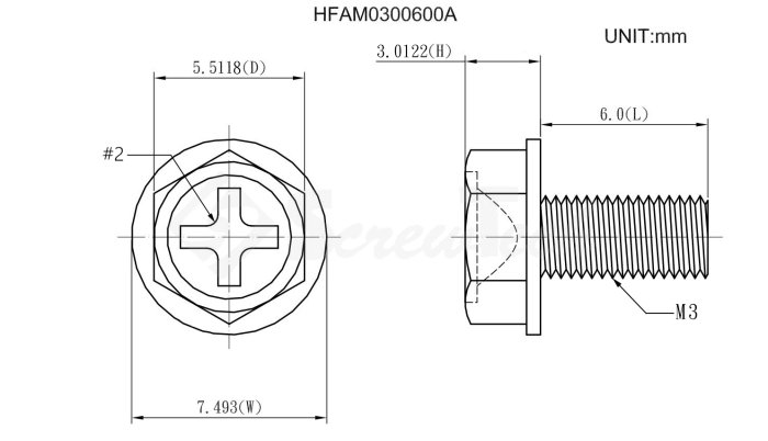 【銳禾】工廠直營 M3x6 六角頭凸緣 鍍鎳 100入 特殊螺絲 機械牙 十字槽 HFAM0300600A