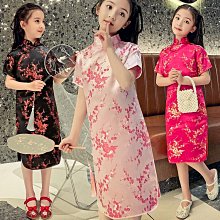 可愛童裝旗袍 中國風梅花織錦洋裝旗袍 六色搭配 小女生日常百搭必備-水水女人國