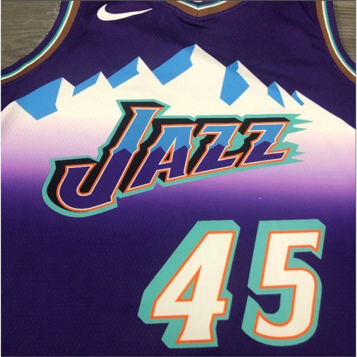 【 Cf12 】【熱壓】 NBA 球衣猶他爵士 45 米切爾紫色籃球球衣-master衣櫃3