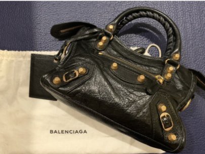 阿Sa二手 BALENCIAGA mini city 黑色 金釦 小羊皮 機車包