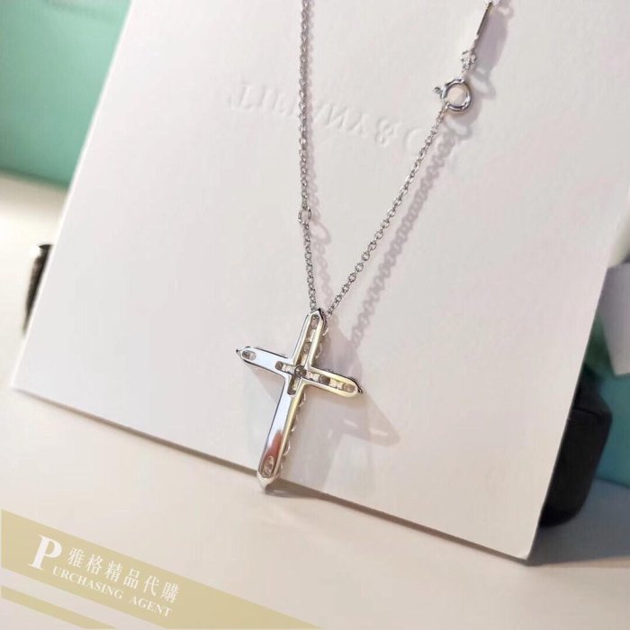 雅格時尚精品代購 Tiffany&Co. 925純銀 Tiffany 蒂芙尼 優雅迷人十字架吊墜項鍊 歐美代購