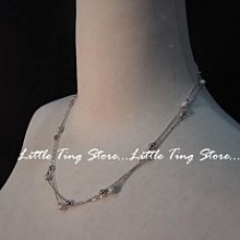 Little Ting Store重疊鏈霧面球球飾品銀色底色短項鍊串鏈珠頸鍊 鎖骨鏈