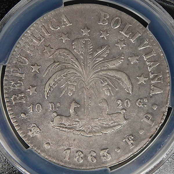 1863/2 PTS-FP 玻利維亞 8 SOLES 銀幣 / PCGS AU50