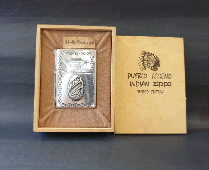 ONE*$1~*日系*ZIPPO* PUEBLO LEGEND INDIAN『普韋布洛傳奇』鍍銀*序號