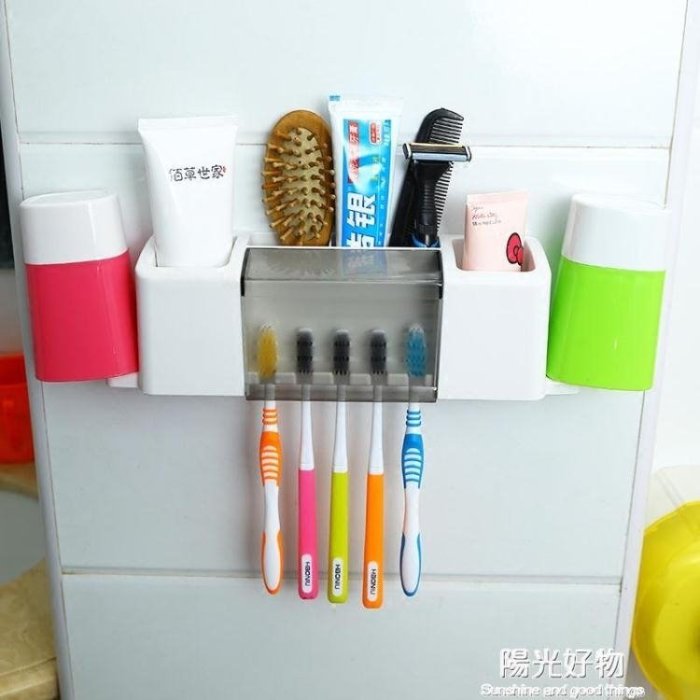 下殺 牙刷架衛生間免打孔壁掛家用吸盤牙刷置物架吸壁式漱口杯刷牙杯牙具盒 NMS